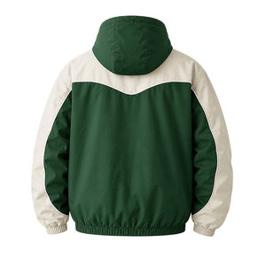 Custom <b>Men</b> Hooded Varsity Windbreaker <b>Jacket</b> Green White Color Block Sports <b>Jacket</b> Lightweight Zip Up Streetwear Outdoor Coat - Product Image 3