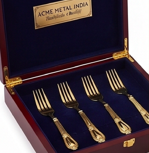 Royal Baroque Gold Stainless Steel Fork Set High Polish Gold PVD Elegant Flatware For Hotel Ware Tabletop Dining And Restaurants - Product Image 4