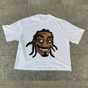 T-shirt court pour homme en jersey 100% coton épais 180g, coupe ample, col en V, imprimé, anti-boulochage, respirant, personnalisé et surdimensionné - Product Image 2