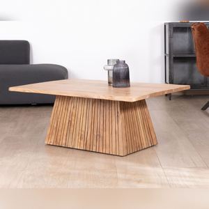Mesa de centro Vandana Golden Field de diseño en madera de acacia con base central tipo pedestal - Product Image 5