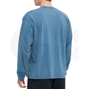 Camiseta de Manga Larga Extra Grande Personalizada para Hombre, Algodón Grueso, Estilo Vintage Lavado, Corte Holgado, Camiseta Lisa, OEM ODM - Product Image 6