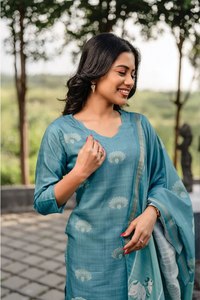 Women's Pure Cotton Salwar Kameez Set AnamiKA <b>Top</b> & Bottom with Duppata Fabric Modern Style Quick Dry - Product Image 4