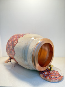 Premium Marble Print Pure <b>Copper</b> Water Dispenser Tank 5L Geometric Retro Floral Matka Leakproof Metal Water Camper with Tap - Product Image 3