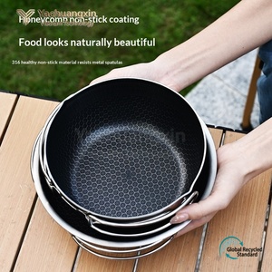 Outdoor Pots and <b>Pans</b> Camping Cookware Portable Camping 316 Stainless Steel Wok Non-stick Wok Handle Foldable Small Wok - Product Image 6