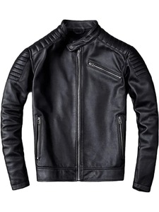 Chaqueta de Cuero Negra Estilo Racer para Hombre - Product Image 1