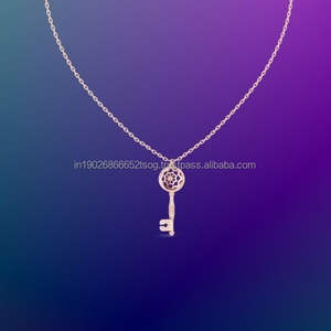 Collier pendentif clé pour couples Collier couple assorti en argent - Product Image 1