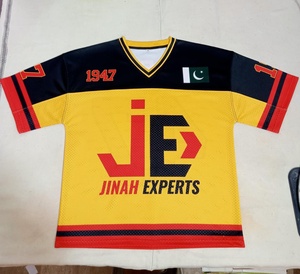 เสื้อคริกเก็ตผู้ชาย JINAH EXPERTS คอวี แขนสั้น ผ้าตาข่าย ระบายอากาศได้ดี พิมพ์ลายแบบ Sublimated ทรงปกติ เหมาะสำหรับทุกฤดูกาล - Product Image 1