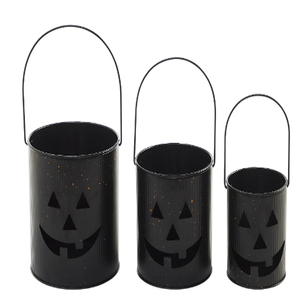 <b>Lantern</b> Bucket Hanging <b>Tealight</b> Holders Black Set of 3 Metal Halloween votive candle holder festival decor hanging votive - Product Image 2