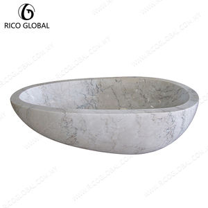 Baignoire en marbre naturel massif au design incurvé ergonomique pour un confort ultime - Product Image 2