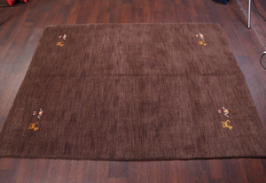 Grand tapis carré moderne en laine noué à la main, brodé, abstrait, antidérapant, lavable, à poils plats, pour la maison, le bureau ou la prière - Product Image 6