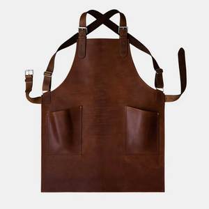 Delantal de cuero con logo personalizado impreso, bolsillos frontales y correas ajustables para uso en restaurantes y bares, material tejido unisex. - Product Image 6