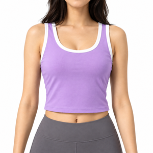 <b>Women</b> <b>Knitted</b> Crop <b>Tank</b> <b>Tops</b> Sleeveless Workout Shirts Quick Dry Breathable Lightweight Fitness Gym Yoga Activewear Custom - Product Image 1