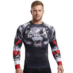 Chemise de sport pour homme à manches longues, imprimé loup, séchage rapide, polyester - Product Image 2