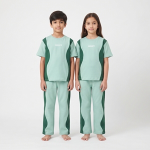 Conjunto Deportivo para Niños con Paneles en Contraste, Traje Deportivo con Franjas Laterales Curvas para Niños y Niñas, Ropa Deportiva Informal, Conjunto a Juego al por Mayor - Product Image 1