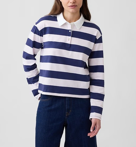 Camiseta de Rugby Personalizada OEM de Alta Calidad para Mujer, Manga Larga con Doble Raya, Estilo Polo, Ropa Casual de Algodón a la Moda - Product Image 5