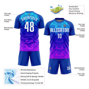 Uniforme de Fútbol Sublimado en Blanco Real, Azul Claro y Rosa Intenso, Jersey Premium Personalizado, Kit de Fútbol Transpirable para Equipo Deportivo - Product Image 5