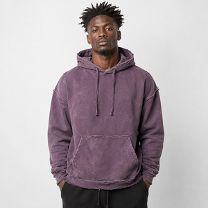 Sudadera con Capucha para Hombre, Lavada y Desgastada, con Textura Suave, Acabado Vintage y Corte Holgado para un Estilo Urbano Cómodo para el Día a Día - Product Image 1