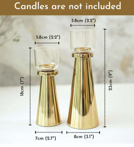 Gold <b>Brass</b> Handmade UV Printed Birthday <b>Candlestick</b> <b>Holder</b> Set Tealight Glass Votive Home Decoration Centerpiece - Product Image 3