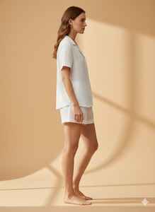 Ensemble de pyjama pour femmes, haut court, 100% coton, décontracté, élégant, robe de nuit - Product Image 2