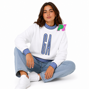 Sweat-shirt à col montant Georgia State avec lettrage et bordures à carreaux, sweat-shirt personnalisé à col montant GA, vêtement d'hiver - Product Image 5