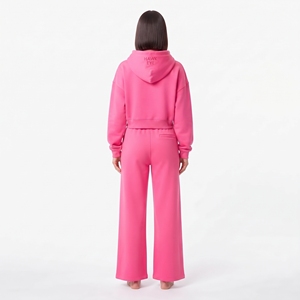 Hawk Eye Women's <b>Pink</b> Fleece Hoodie And Wide Leg Jogger <b>Set</b> Casual Two Piece <b>Tracksuit</b> Full Sleeve Loose Fit All Seasons - Product Image 4