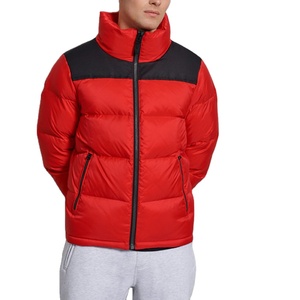 Wholesale Men's Puffer <b>Jacket</b>-<b>Canvas</b> Fabric Stand Collar Front Logo Polyester Filled Breathable & Windproof Outerwear - Product Image 2