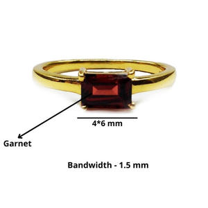 Anillo de Plata de Ley 925 Chapado en Oro con Granate Baguette - Product Image 2