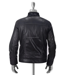 Premium Genuine Leather Eco-Friendly Winter Jackets <b>Men</b> Stand Collar Waterproof Zipper Front Casual Motorcycle Biker Style - Product Image 2