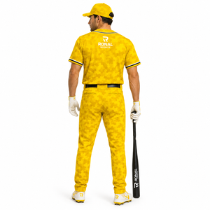 Conjunto de Uniforme de Béisbol para Hombre RONAL SPORTS, Estampado de Camuflaje Amarillo, Transpirable, de Poliéster, Jersey de Manga Corta y Pantalones - Product Image 4