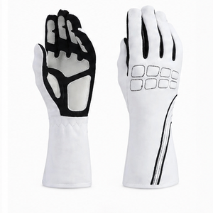 Guantes de Carreras de Dedo Completo, Blancos y Negros, con Paneles Recubiertos de PU, Antideslizantes, Unisex, Impermeables, Ligeros, de Poliéster y Algodón, para Karting - Product Image 1