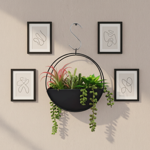 Maceta Colgante de Metal con Cadena, Decoración Interior y Exterior, Maceta para Balcón, Techo, Hogar, Soporte para Plantas, Acabado Negro - Product Image 4