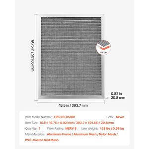 Filtro per Forni AC/HVAC in Alluminio Elettrostatico 16x20x1 Pollici, MERV 8, Lavabile e Riutilizzabile, Filtro Antipolvere per Casa a Lunga Durata - Product Image 6