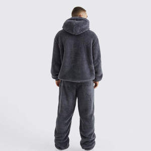 Ensemble sweat à capuche et jogging unisexe en polaire Sherpa chaud pour l'hiver, tenue de détente surdimensionnée en peluche - Product Image 2