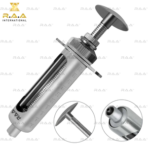 Veterinary Metal Dosing Syringe W/Locking Screw Ranch Farm Livestock Feeder Animal Syringe 20cc Glass <b>Barrel</b> Cylinder Capacity - Product Image 5