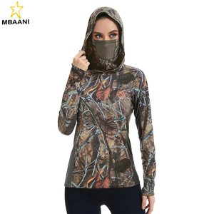 Sudadera con Capucha de Camuflaje UPF 50+ para Mujer con Protección para el Cuello, Transpirable, de Alto Rendimiento, Manga Larga, para Pesca - Product Image 1