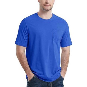 Camiseta de Cuello Redondo para Hombre, Estilo Urbano Azul 2025, Talla Grande, Algodón y Poliéster Transpirable con Bolsillo - Product Image 3