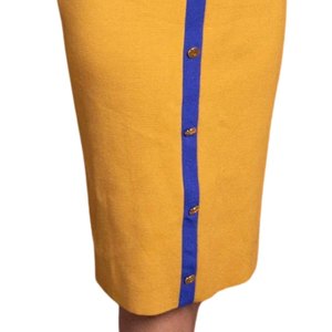 Vestido Midi de Punto con Botones para Mujer, Estilo Elegante de la Hermandad Griega Sigma Gamma Rho, Color Dorado - Product Image 6