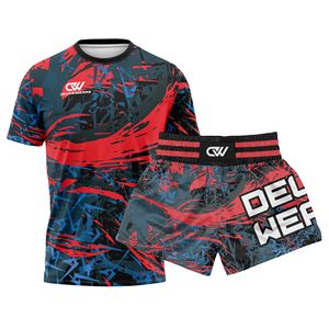 Conjunto de Pantalones Cortos de MMA Sublimados con Diseño Personalizado al por Mayor, de Manga Corta, Flexibles, de Spandex/Poliéster, Elásticos para Muay Thai y Boxeo - Product Image 1