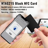 Tarjetas NFC Ntag215 negras, tarjetas NFC en blanco regrabables de 504 bytes para control de acceso, aplicaciones sin contacto, múltiples escenarios