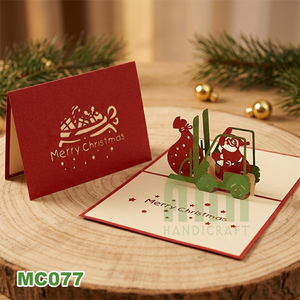 Handmade Pop-Up 3D Santa Lift Bag Custom Laser Cut 4-color Christmas Day Invitation Vietnam <b>Paper</b> Birthday Souvenir Gift Card - Product Image 6