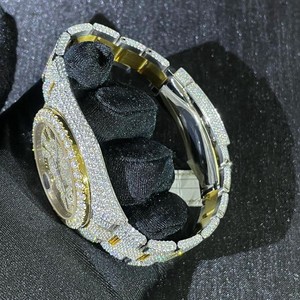 Relojes Clásicos Unisex Hechos a Mano con Diamantes Moissanite VVS1, Correa de Acero Inoxidable, Esfera Analógica Mecánica - Product Image 5