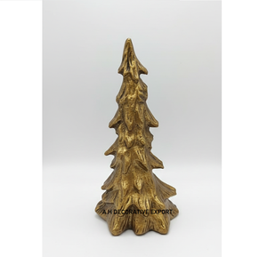 Sculpture de sapin de Noël en or de luxe |   Objet en métal et pin élégant pour la table des fêtes |   Décoration dorée scintillante pour la maison - Product Image 3