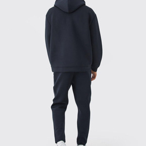 Conjunto Deportivo Azul Marino con Capucha para Hombre, Sudadera y Pantalones Deportivos de Color Sólido con Bolsillos Laterales - Product Image 2