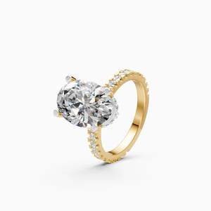 Anillo de compromiso con diamante cultivado en laboratorio de 3.952 quilates, corte brillante ovalado elegante, en oro amarillo, blanco y rosa de 9 quilates. - Product Image 2