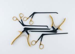 Kerrison Rongeurs 1 mm et 2 mm avec pinces crocodiles, lot de 5 pièces, instruments chirurgicaux orthopédiques plaqués or - Product Image 1