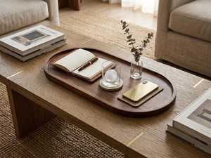 Large Ottoman Tray Breakfast tray Oval Wood Tray Teak Wood Tray Walnut Finish Natural Wood Decor Trinket Tray <b>Vanity</b> Tray <b>Table</b> - Product Image 6