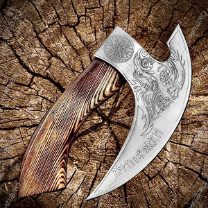 Burraq Hache à pizza Tomahawk en acier au carbone, faite à la main, avec manche en bois de rose et étui en cuir, pour le camping, le bricolage, les activités de plein air, cadeau Fête des Pères - Product Image 4