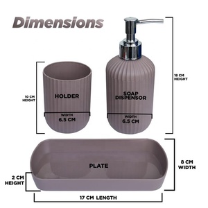 Juego de Baño de Cinco Piezas de Resina Minimalista Clásico Hecho a Mano, Dispensador de Jabón, Vaso, Gris, Forma Personalizada, Ecológico - Product Image 3