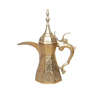 หม้อกาแฟทองเหลืองตกแต่งสไตล์อาหรับและตุรกี ดีไซน์หรูหราสำหรับเสิร์ฟอาหาร - Product Image 1