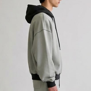 Sweat-shirt à capuche surdimensionné personnalisé pour homme, couleur unie, en coton French Terry, style décontracté pour l'automne, coupe classique, tricoté, respirant - Product Image 3